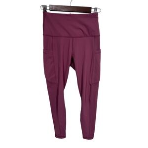 90 Degree by Reflex Burgundy High Waist Side Pocket Athletic Leggings Size Small